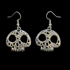 Halloween Earrings - Flowered Skull